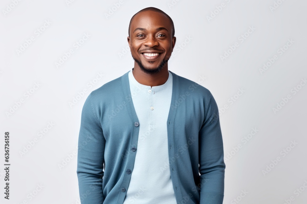 Portrait of smiling african american man standing against white background Portrait of smiling african american man standing against white background