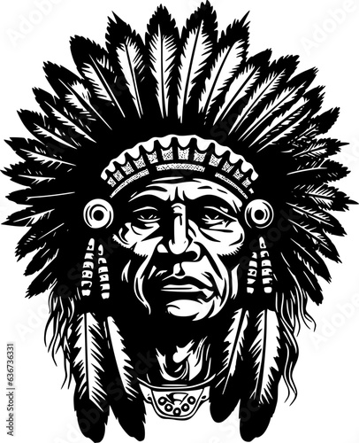 Indian Chief - High Quality Vector Logo - Vector illustration ideal for T-shirt graphic © CreativeOasis