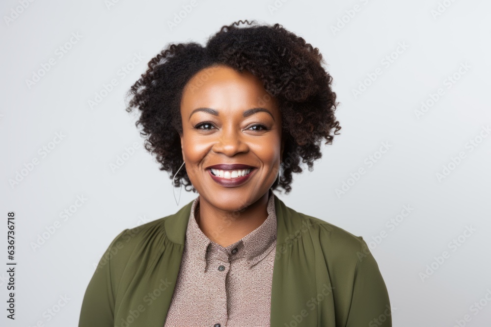 Portrait of a smiling african american woman over gray background Portrait of a smiling african american woman over gray background