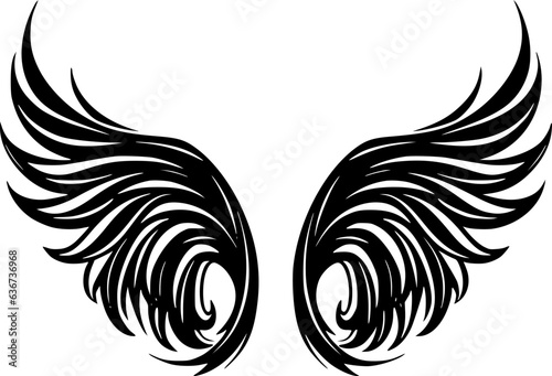 Billede på lærred Angel Wings - Black and White Isolated Icon - Vector illustration