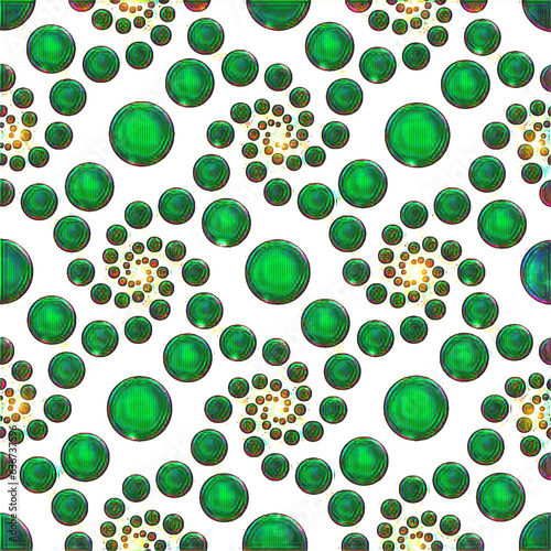 Green circle spiral pattern. Abstract pattern of emerald dots.