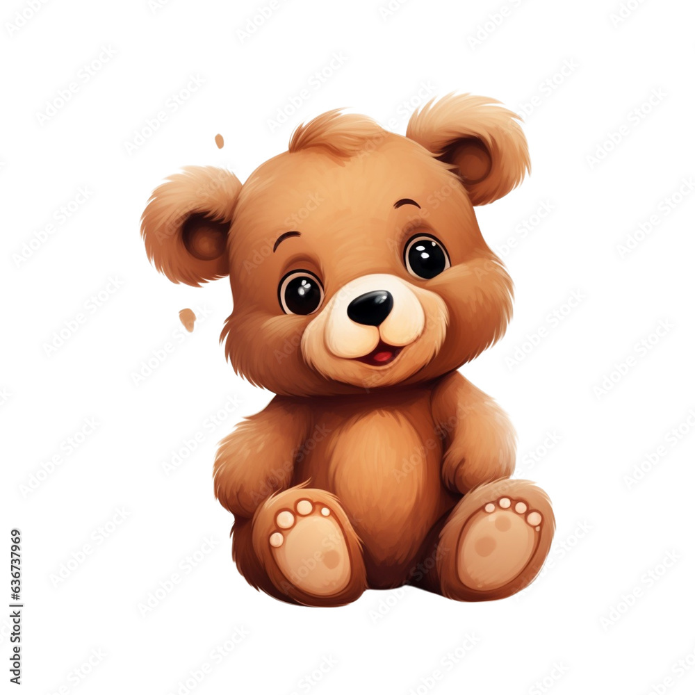 Obraz premium Illustration of an isolated cute teddy bear, generated with generative IA support