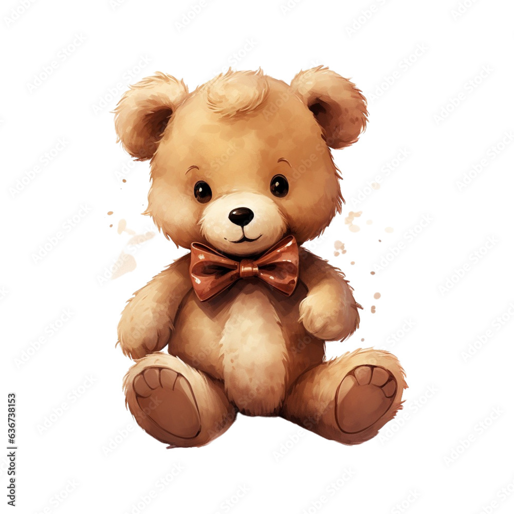 Illustration of an isolated cute teddy bear, generated with generative IA support Illustration of an isolated cute teddy bear, generated with generative IA support