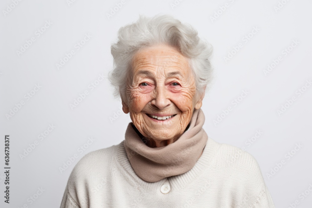 Portrait of a smiling senior woman looking at the camera over white background Portrait of a smiling senior woman looking at the camera over white background