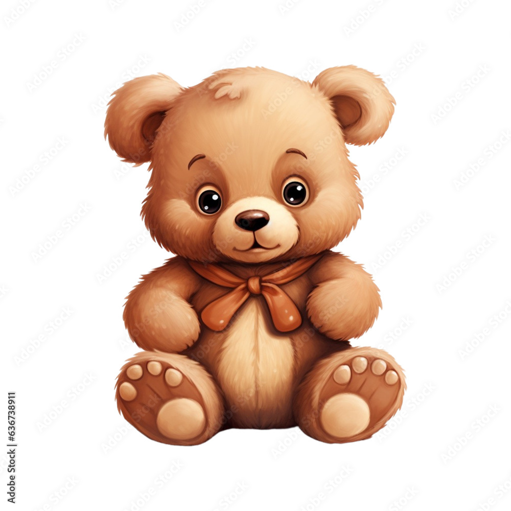 Fototapeta premium Illustration of an isolated cute teddy bear, generated with generative IA support