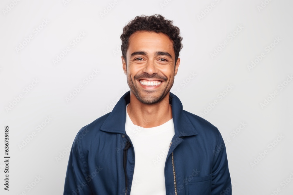 Portrait of a happy man smiling at camera isolated on a white background Portrait of a happy man smiling at camera isolated on a white background
