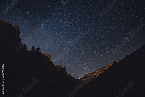 meteor shower on the mountain photo