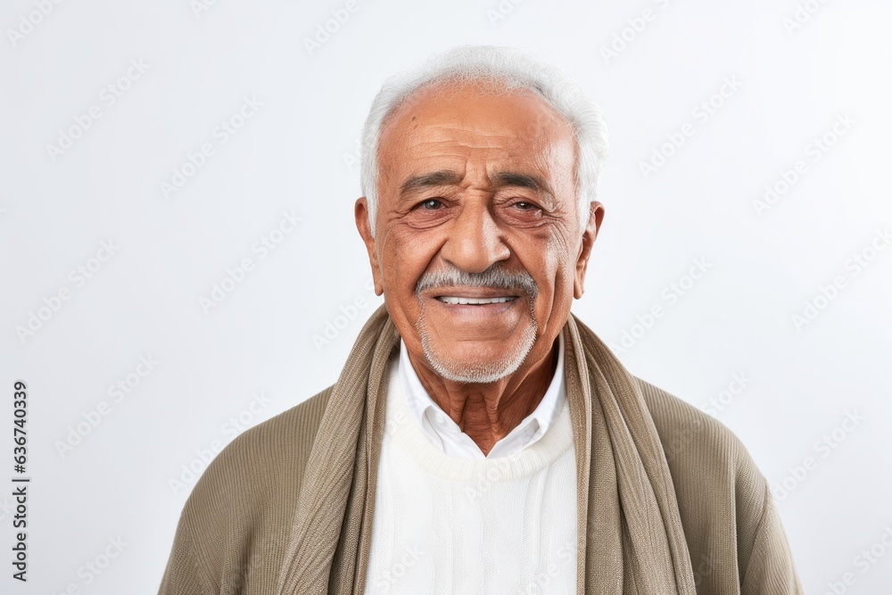 Portrait of a senior man with a scarf on white background. Portrait of a senior man with a scarf on white background.
