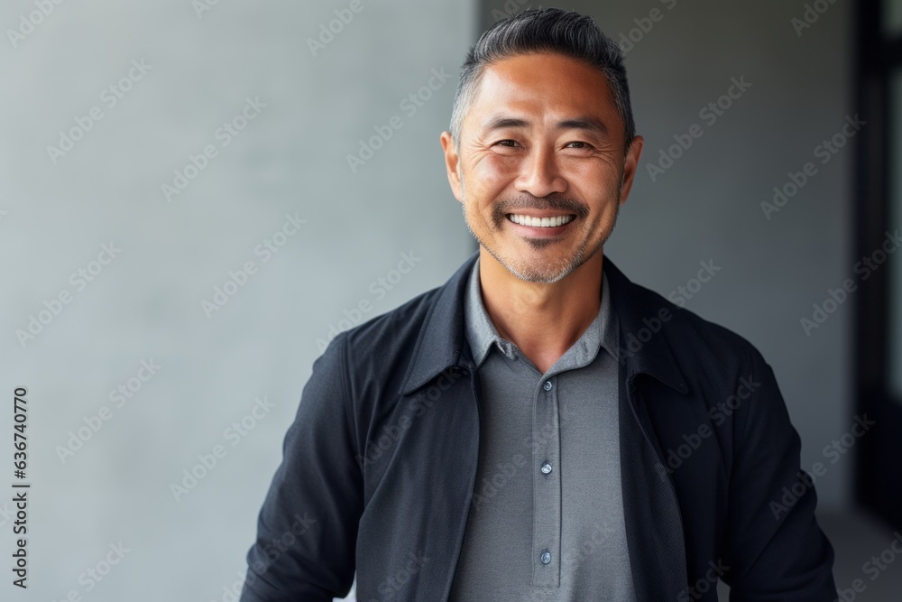 Portrait of smiling asian man looking at camera with copy space Portrait of smiling asian man looking at camera with copy space