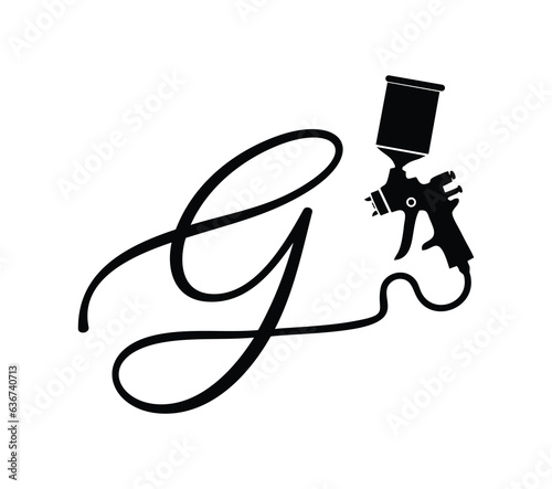gun spray paint monogram logo initial letter G