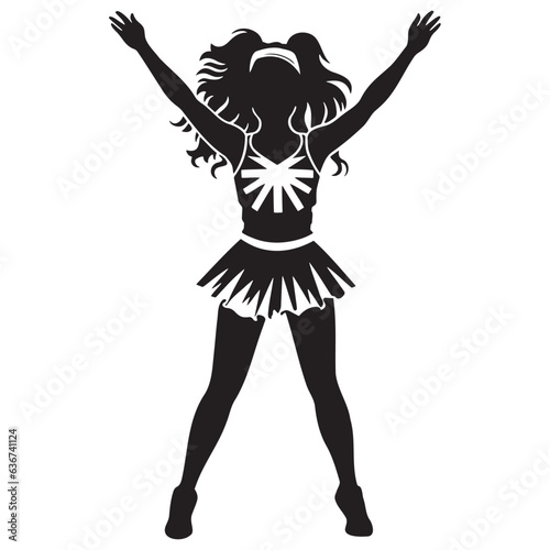 Cheerleader black and white seated. vector illustration