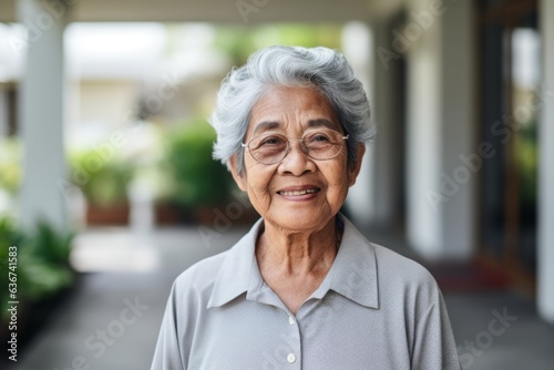 Portrait of happy senior asian woman smiling and looking at camera