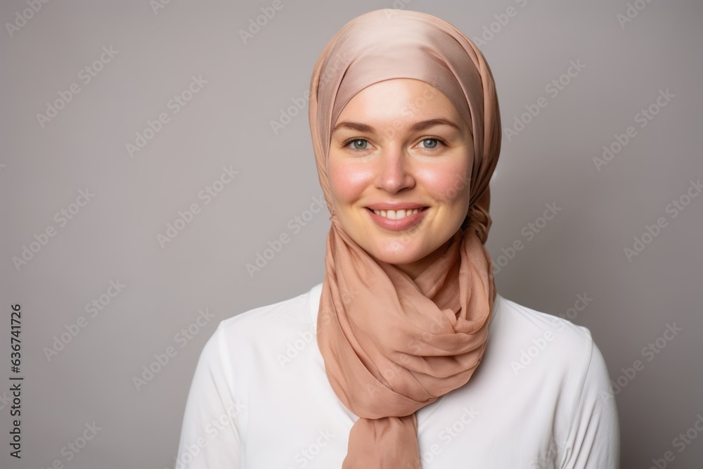 Portrait of beautiful young muslim woman with hijab smiling at camera Portrait of beautiful young muslim woman with hijab smiling at camera