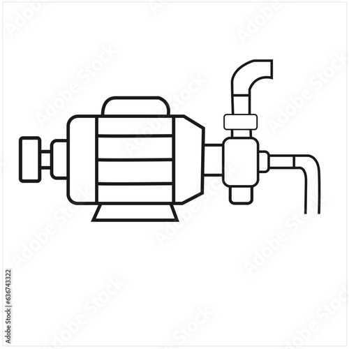 Water pump icon or centrifugal pump.Centrifugal pump vector icon. Powered by electric motor. 