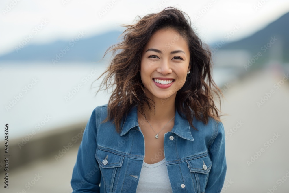 Portrait of a beautiful asian woman smiling and looking at camera