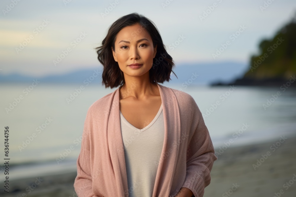 Portrait of a beautiful young asian woman standing on the beach Portrait of a beautiful young asian woman standing on the beach