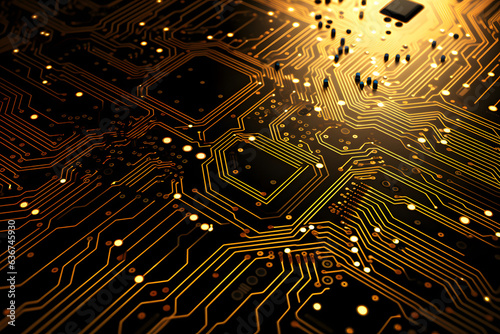 gold Abstract computer circuit Background