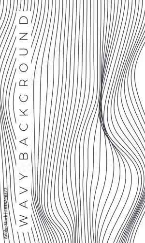 Black wavy abstract lines vertical mesh background for mobile