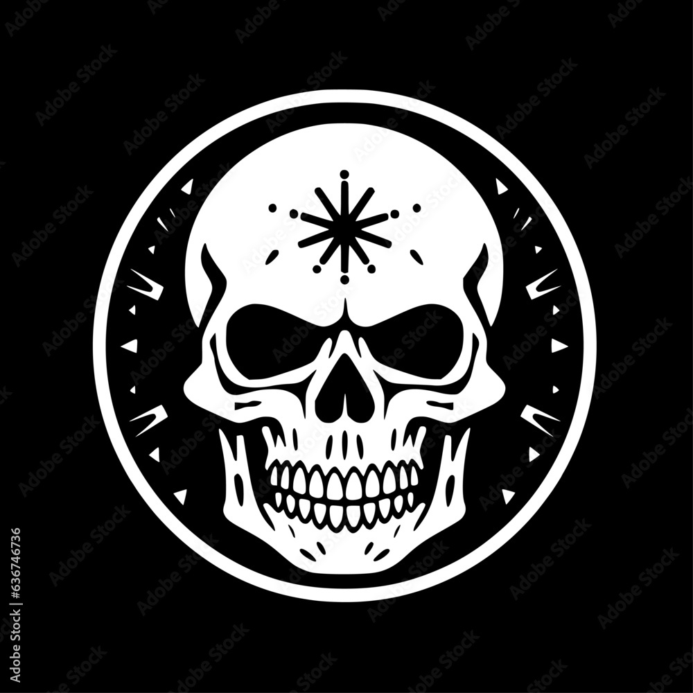 Fototapeta premium Skull - Black and White Isolated Icon - Vector illustration