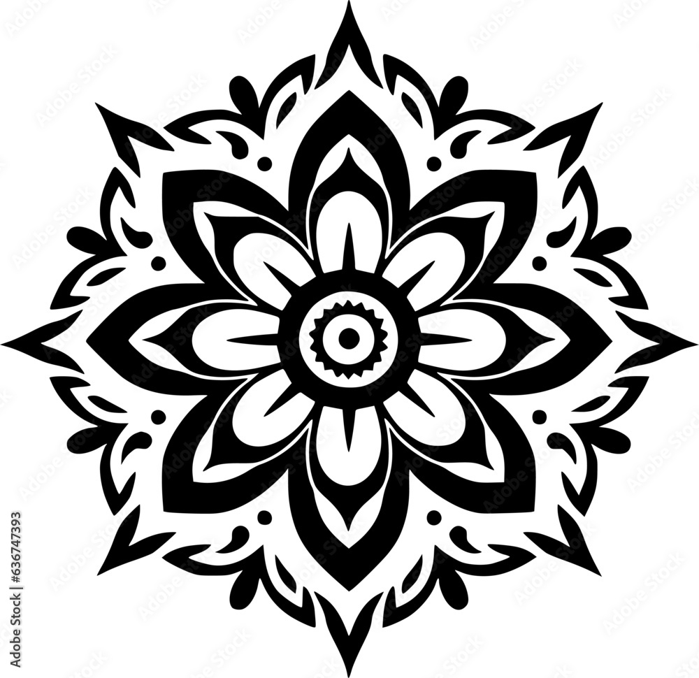 Mandala - Black and White Isolated Icon - Vector illustration Mandala - Black and White Isolated Icon - Vector illustration