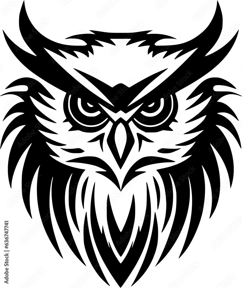 Owl | Black and White Vector illustration