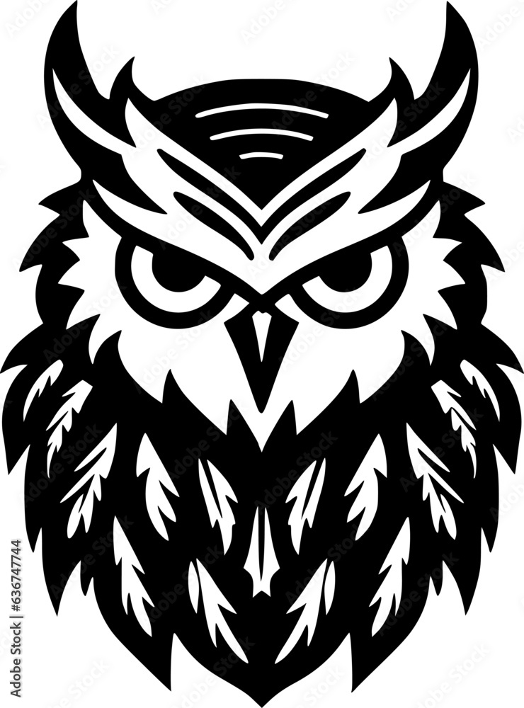 Owl | Black and White Vector illustration Owl | Black and White Vector illustration