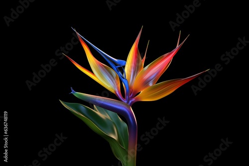 A 3D rendered tropical bird of paradise flower. Generative AI © Donald