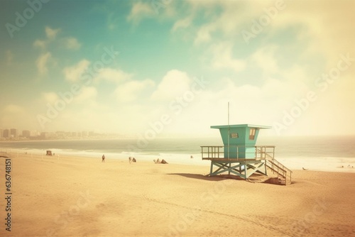 Long Beach, CA: sun, sand, and surf. Generative AI © Yara