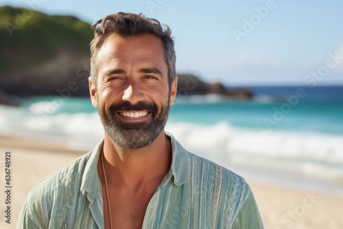 Portrait of a smiling man at the beach on a sunny day