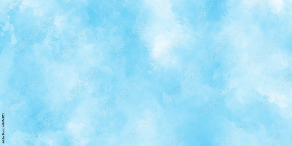 Abstract bright cloudy blue sky background, Hand painted watercolor shades sky clouds, Bright blue cloudy sky vector illustration.	