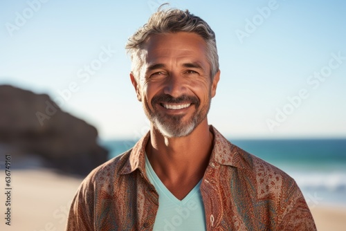 Portrait of smiling man standing on beach at the beach on a sunny day © Eber Braun