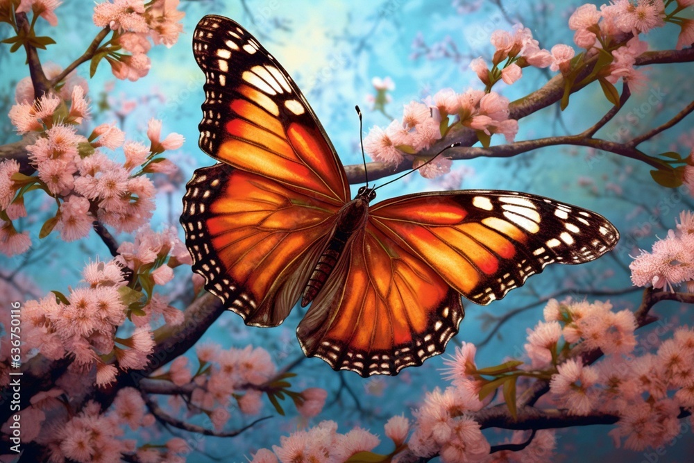 A colorful butterfly in the season of spring. Generative AI A colorful butterfly in the season of spring. Generative AI