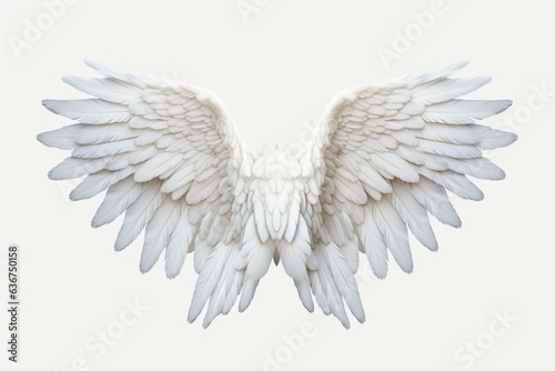 Transparent PNG of lifelike white angel wings. Generative AI