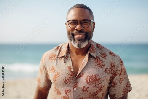 Portrait of a smiling african american man standing on the beach