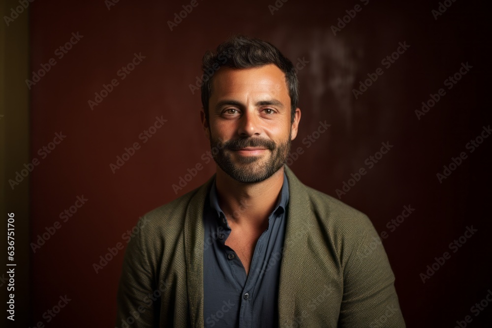 Portrait of a Brazilian man in his 30s in an abstract background wearing a chic cardigan Portrait of a Brazilian man in his 30s in an abstract background wearing a chic cardigan
