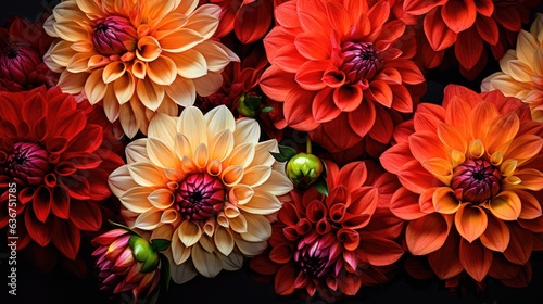 Dahlia flower mature and magnificent closeup created with Generative AI technology.