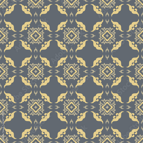 Seamless Asian pattern of the nomads of Central Asia. Nomadic ethnic stamp style. Asian ornaments.	