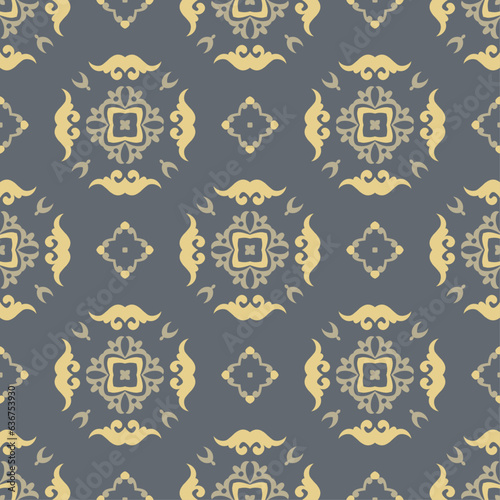 Seamless Asian pattern of the nomads of Central Asia. Nomadic ethnic stamp style. Asian ornaments.	