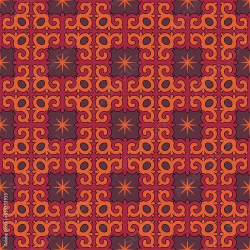 Seamless Asian pattern of the nomads of Central Asia. Nomadic ethnic stamp style. Asian ornaments.	