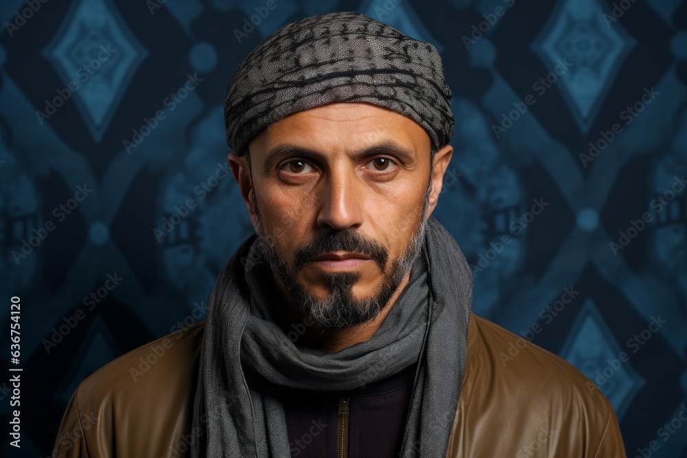 Portrait of a Saudi Arabian man in his 40s in an abstract background wearing a foulard Portrait of a Saudi Arabian man in his 40s in an abstract background wearing a foulard