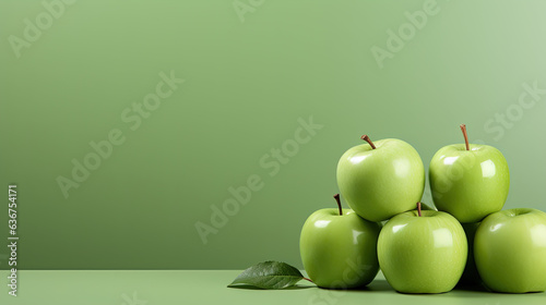 Fresh Apple with Green background, empty copy space,