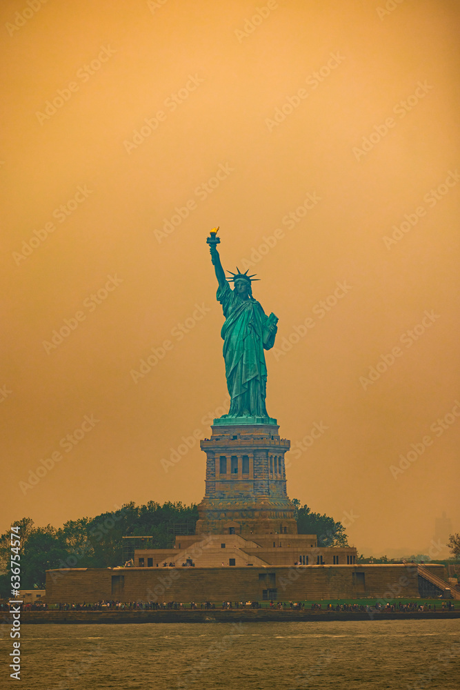 statue of liberty city at smoke