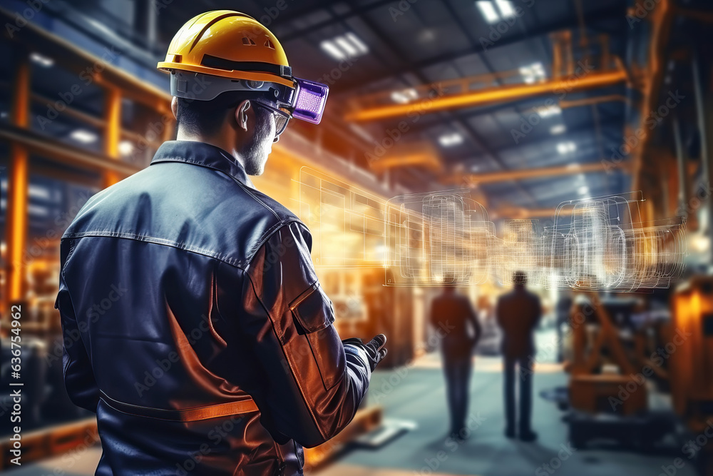 Factory Engineer Using Laptop Computer. Industrial Automated Assembly Plant. Factory Engineer Using Laptop Computer. Industrial Automated Assembly Plant.