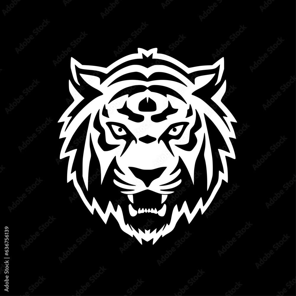 Tiger | Black and White Vector illustration Tiger | Black and White Vector illustration