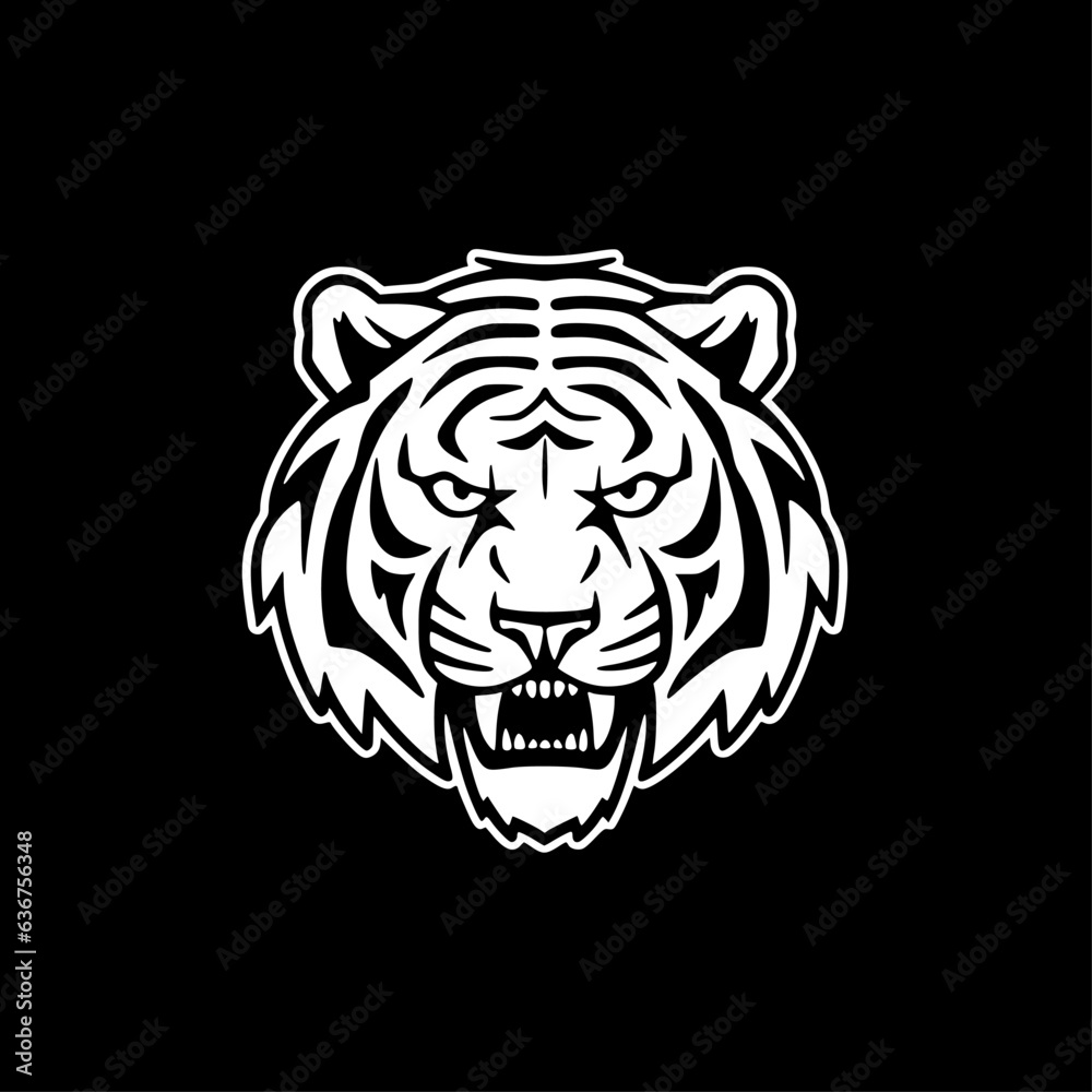 Obraz premium Tiger - Black and White Isolated Icon - Vector illustration