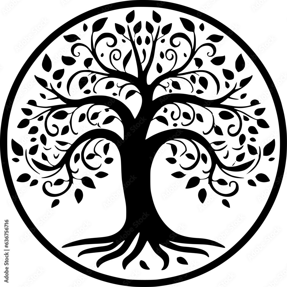 Tree | Black and White Vector illustration Tree | Black and White Vector illustration