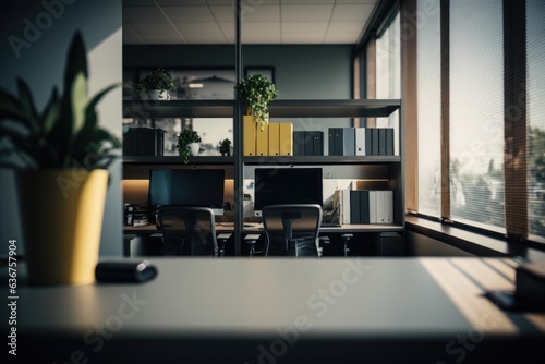 Modern eco spacious office with big windows.
