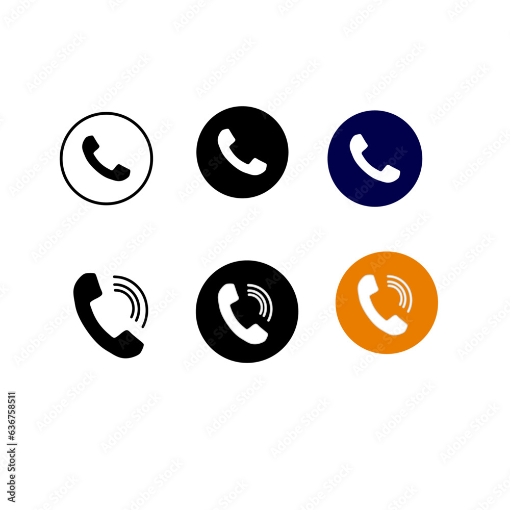 Simple telephone call icons set Simple telephone call icons set
