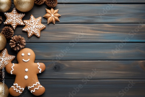 Christmas food, human shaped cookies with copy space. Merry christmas and happy new year concept