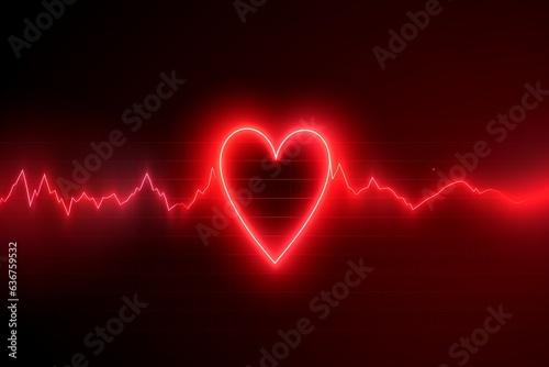 Abstract heart and digital cardiogram curve as a symbol of cardiovascular health. Background